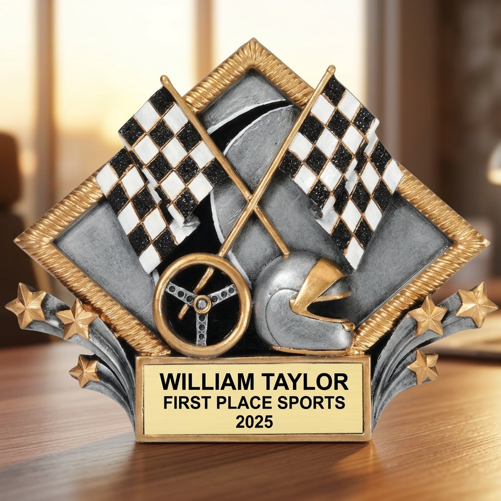 Sports Award Trophy | Personalized | Custom Engraved | Racing Diamond Plate | Team Gift | Achievement | Champion - View 5