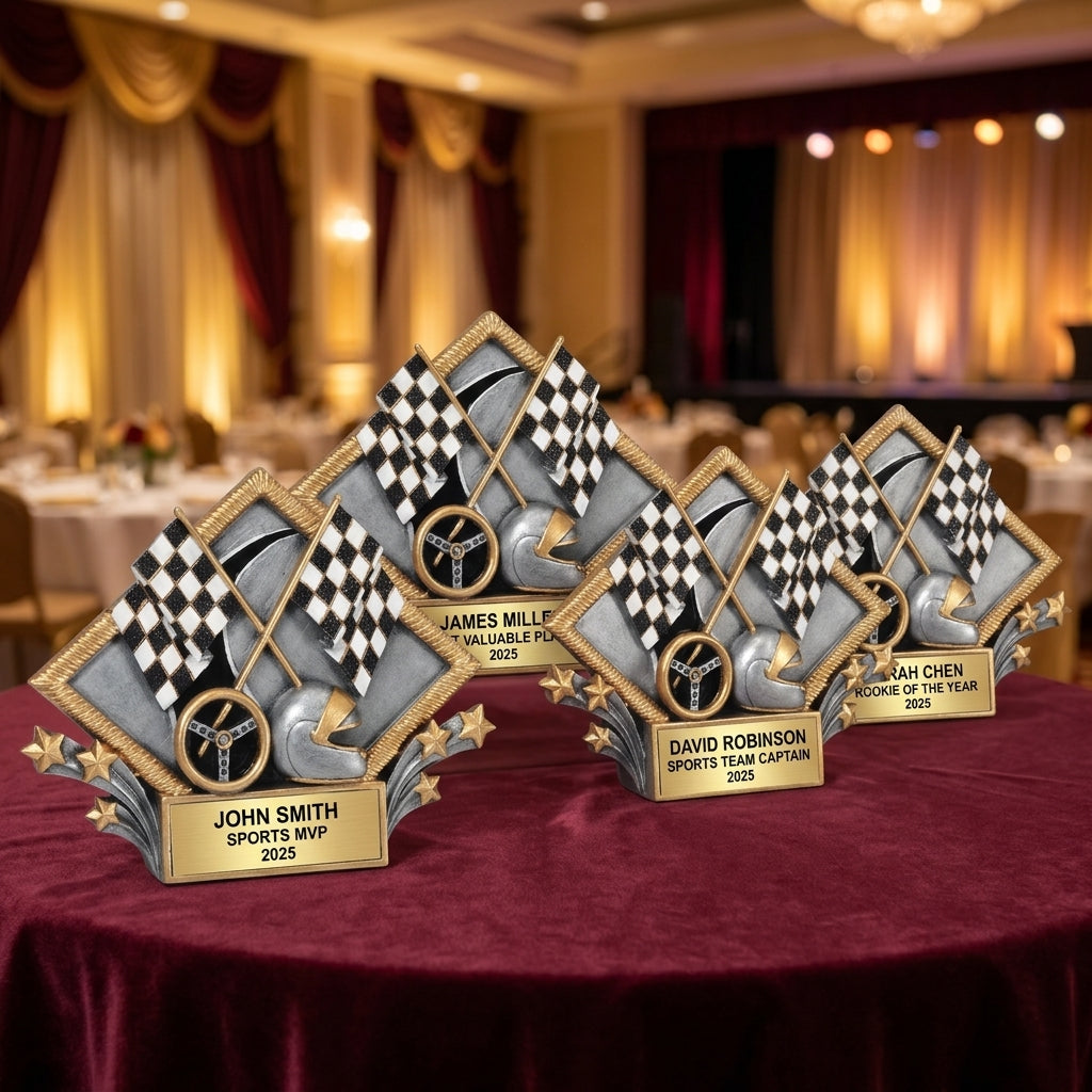 Sports Award Trophy | Personalized | Custom Engraved | Racing Diamond Plate | Team Gift | Achievement | Champion - View 6