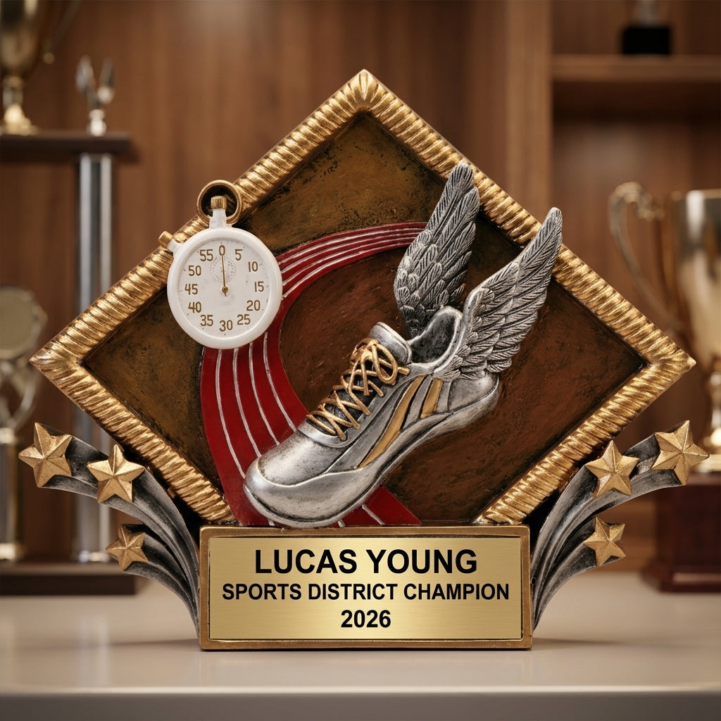 Track Award Trophy | Personalized | Custom Engraved | Track & Field Gift | Running Award | Champion | Engraved Name Plate - View 1