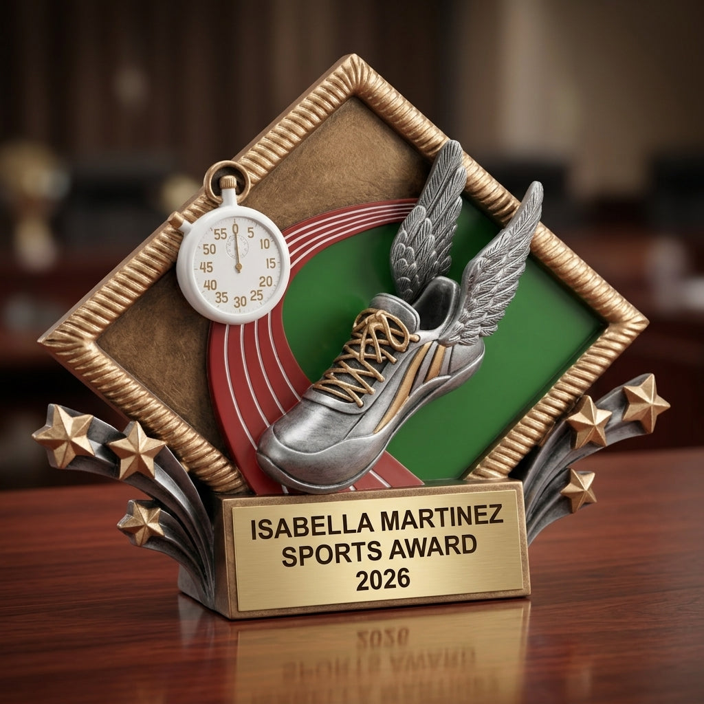 Track Award Trophy | Personalized | Custom Engraved | Track & Field Gift | Running Award | Champion | Engraved Name Plate - View 2