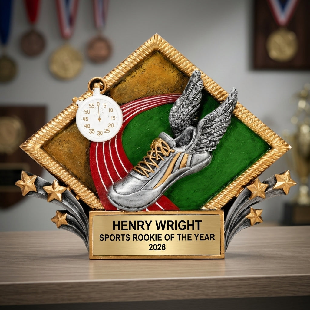 Track Award Trophy | Personalized | Custom Engraved | Track & Field Gift | Running Award | Champion | Engraved Name Plate - View 3