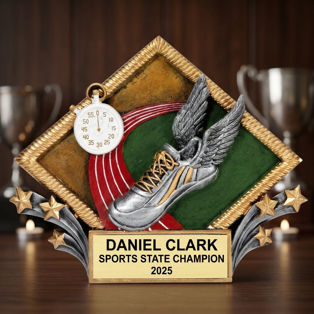 Track Award Trophy | Personalized | Custom Engraved | Track & Field Gift | Running Award | Champion | Engraved Name Plate - View 4
