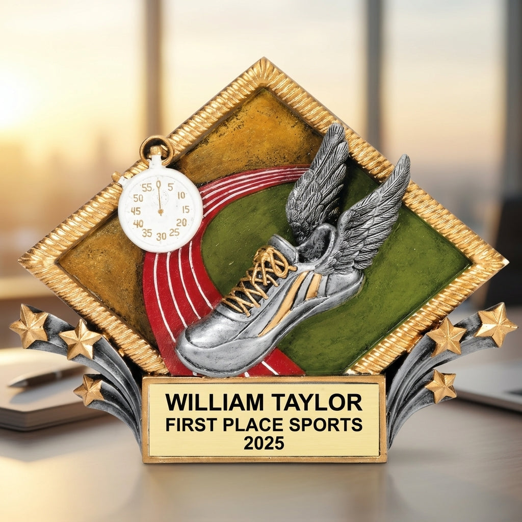 Track Award Trophy | Personalized | Custom Engraved | Track & Field Gift | Running Award | Champion | Engraved Name Plate - View 5
