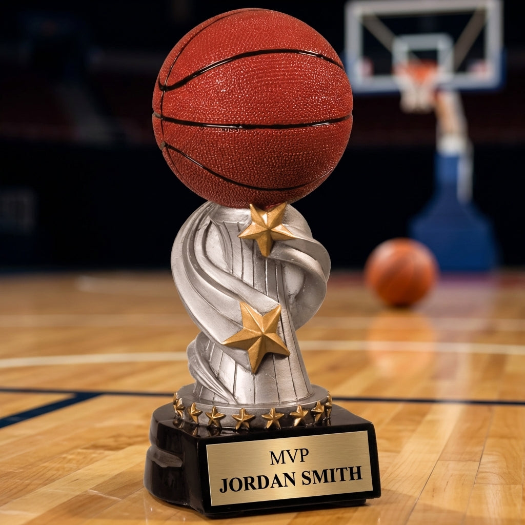 Personalized Basketball Trophy - Custom Engraved REN for Team, Coach & MVP - View 3