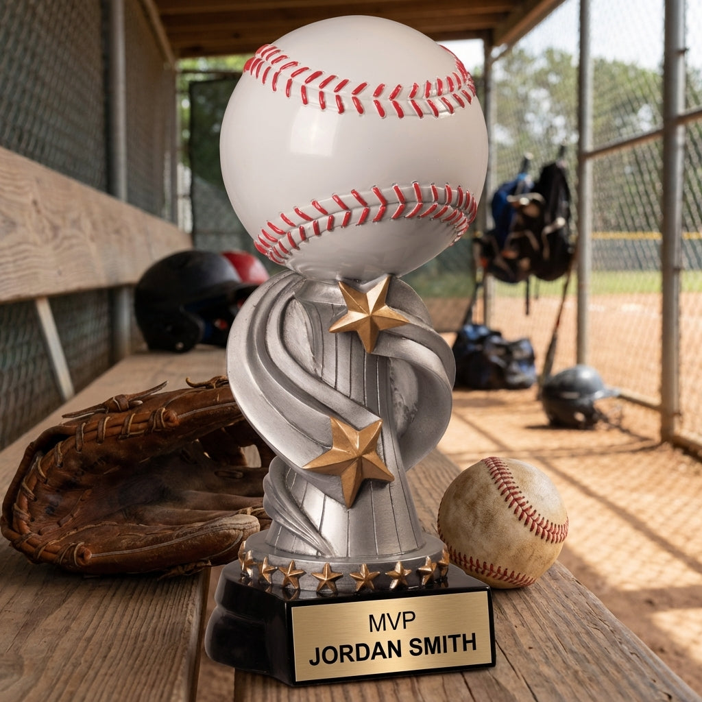 Personalized Baseball Trophy - Custom Engraved REN for Team, Coach & MVP - View 3