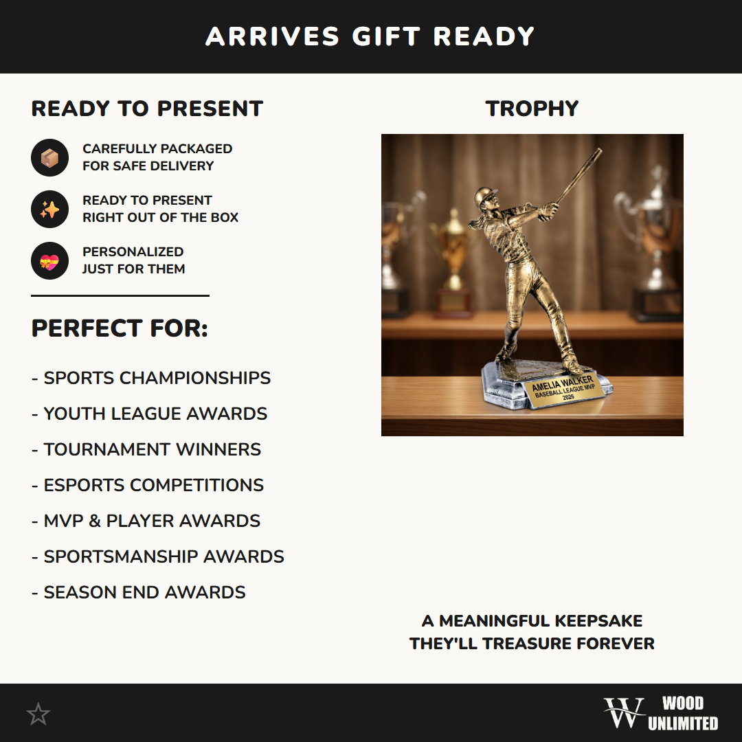Personalized | Baseball Award | Custom Engraved | Trophy | Award | Female | Batter | Engraved | Custom | Youth | MVP