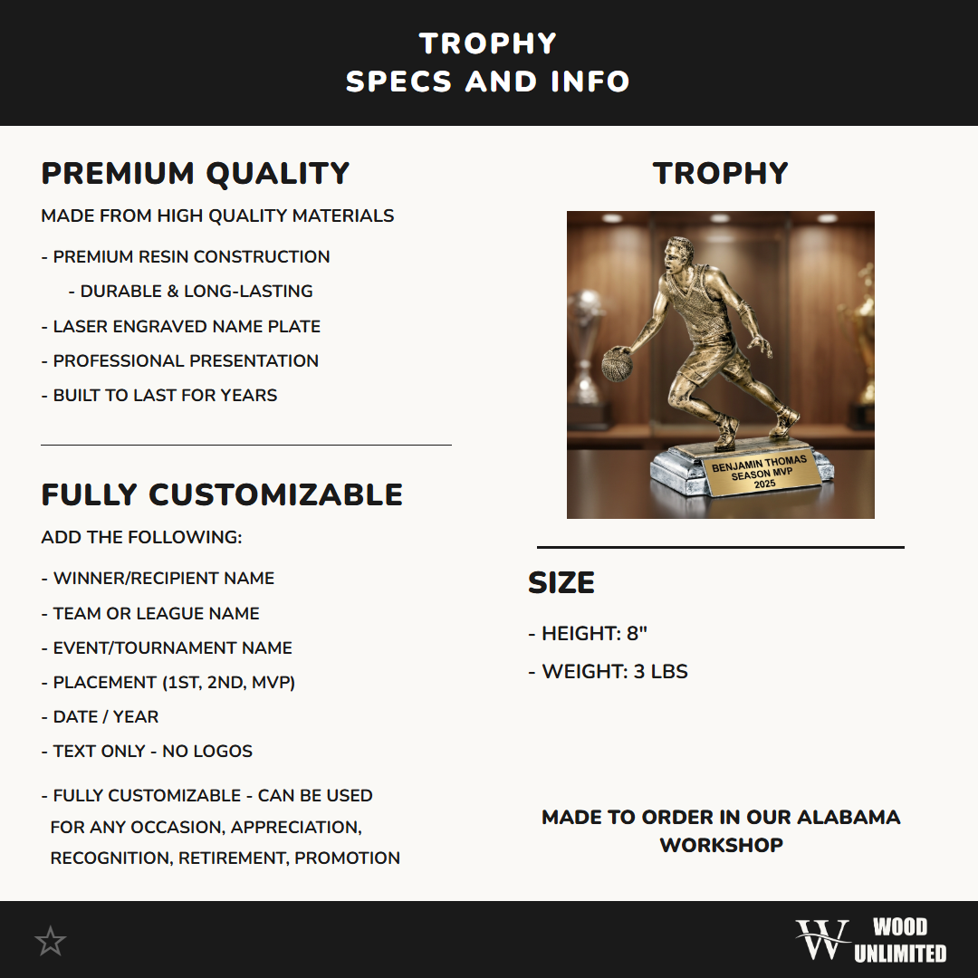 Personalized | Basketball Award | Custom Engraved | Basketball Trophy | Personalized Award | MVP Player | Youth Team | Coach Gift