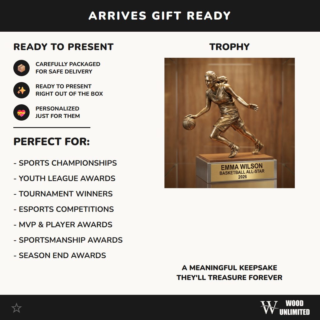 Personalized | Basketball Award | Custom Engraved | Basketball Trophy | Female Player | Girls Award | Engraved | Custom | Team Gift | MVP