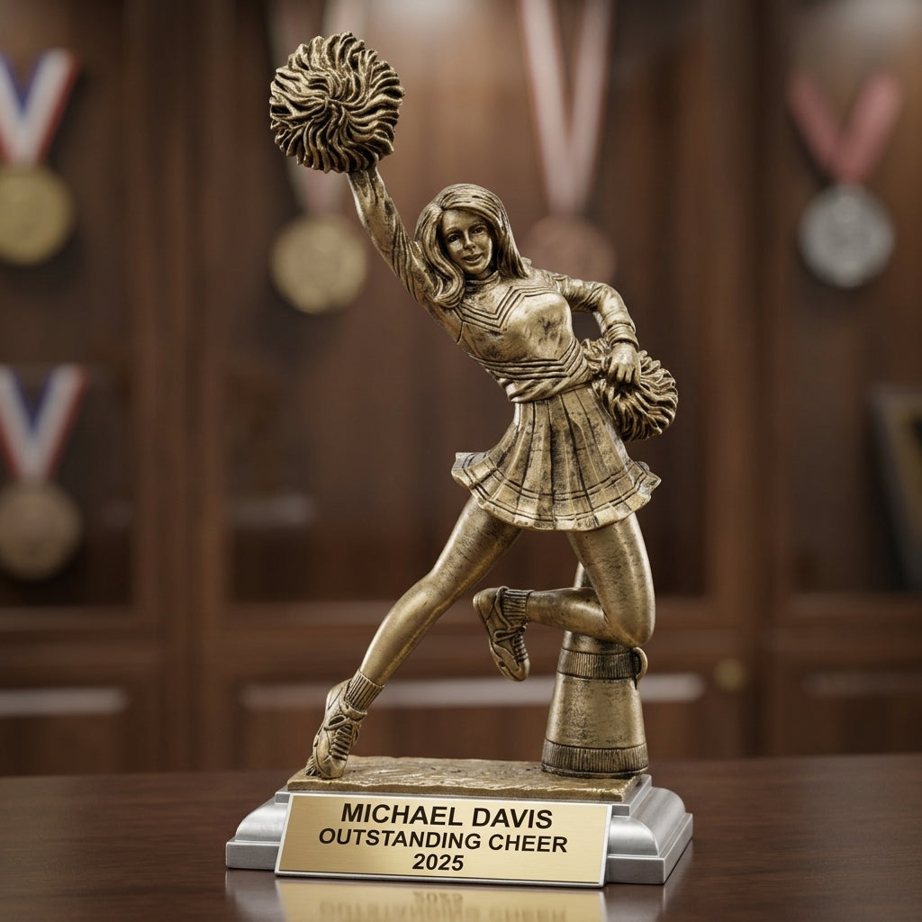 Cheer Award Trophy | Personalized | Custom Engraved | Cheerleading Award | Cheerleader Gift | Team Award | End of Season - View 3