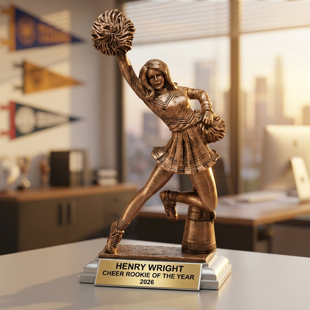 Cheer Award Trophy | Personalized | Custom Engraved | Cheerleading Award | Cheerleader Gift | Team Award | End of Season - View 5