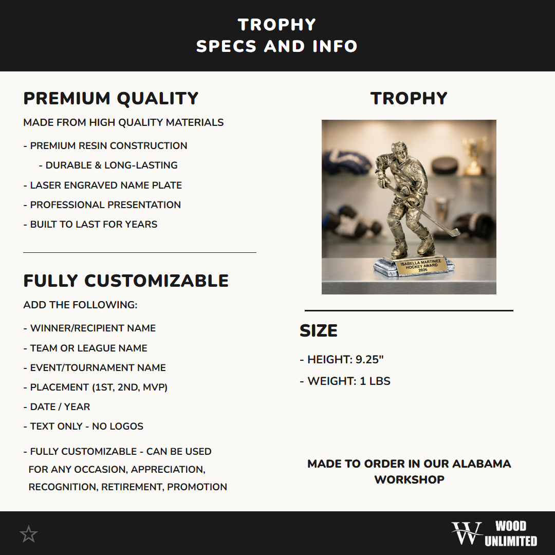 Personalized | Hockey Award | Custom Engraved | Hockey Trophy | Personalized Award | Engraved Trophy | Youth Hockey | MVP Award