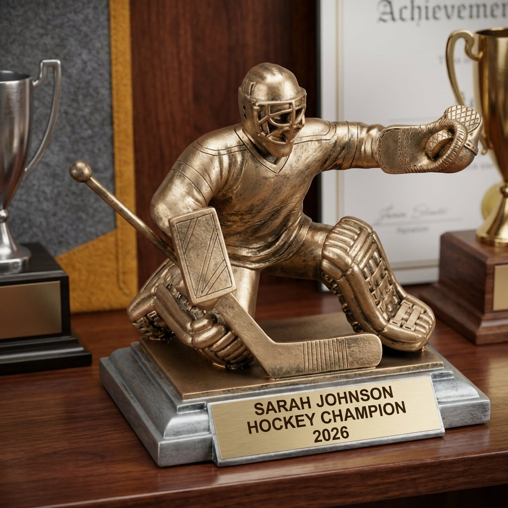 Personalized | Hockey Award | Custom Engraved | Hockey Goalie | Custom Trophy | Personalized Award | Engraved Gift | Youth Hockey - View 3