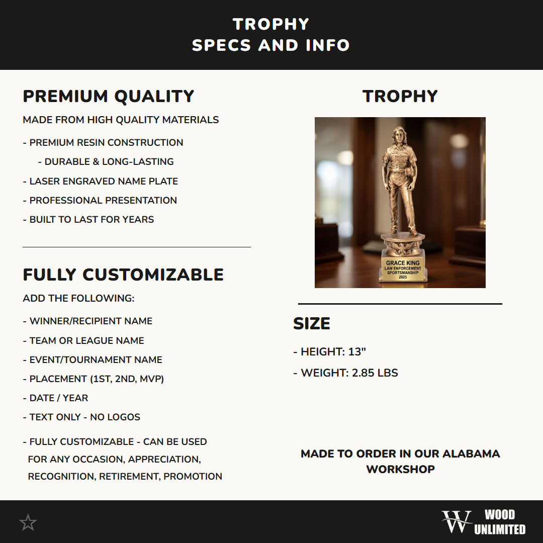 Personalized | Law Enforcement Award | Custom Engraved | Police Officer | Female Officer | Military Woman | First Responder