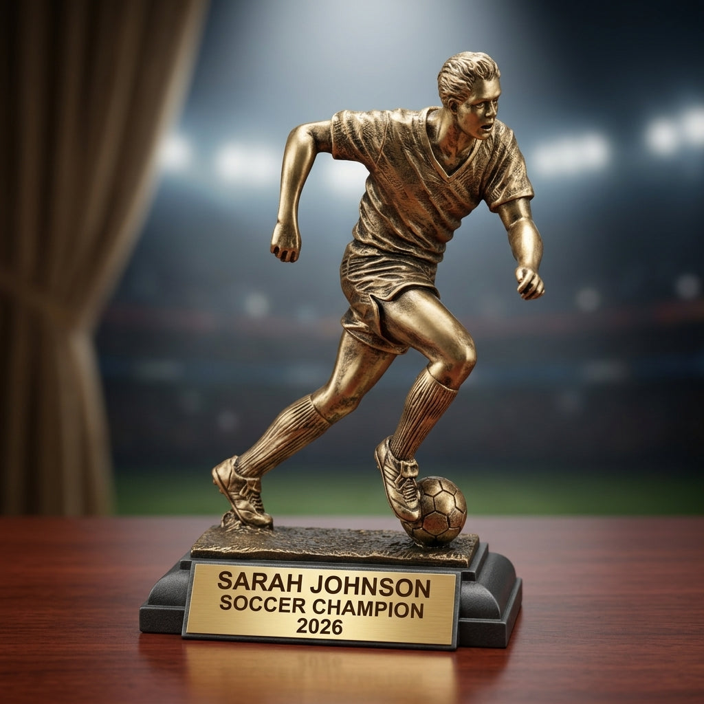 Personalized | Soccer Award | Custom Engraved | Soccer Trophy | Personalized Soccer Award | Engraved Trophy | Youth Soccer | Team Captain - View 2