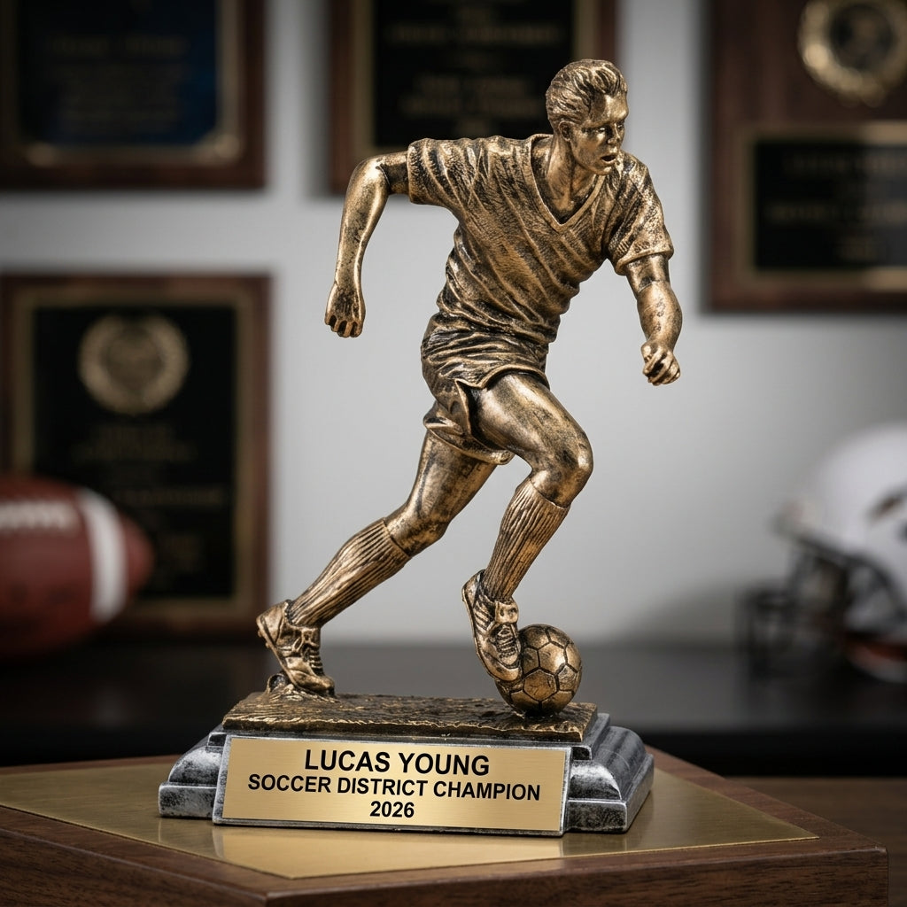 Personalized | Soccer Award | Custom Engraved | Soccer Trophy | Personalized Soccer Award | Engraved Trophy | Youth Soccer | Team Captain - View 3
