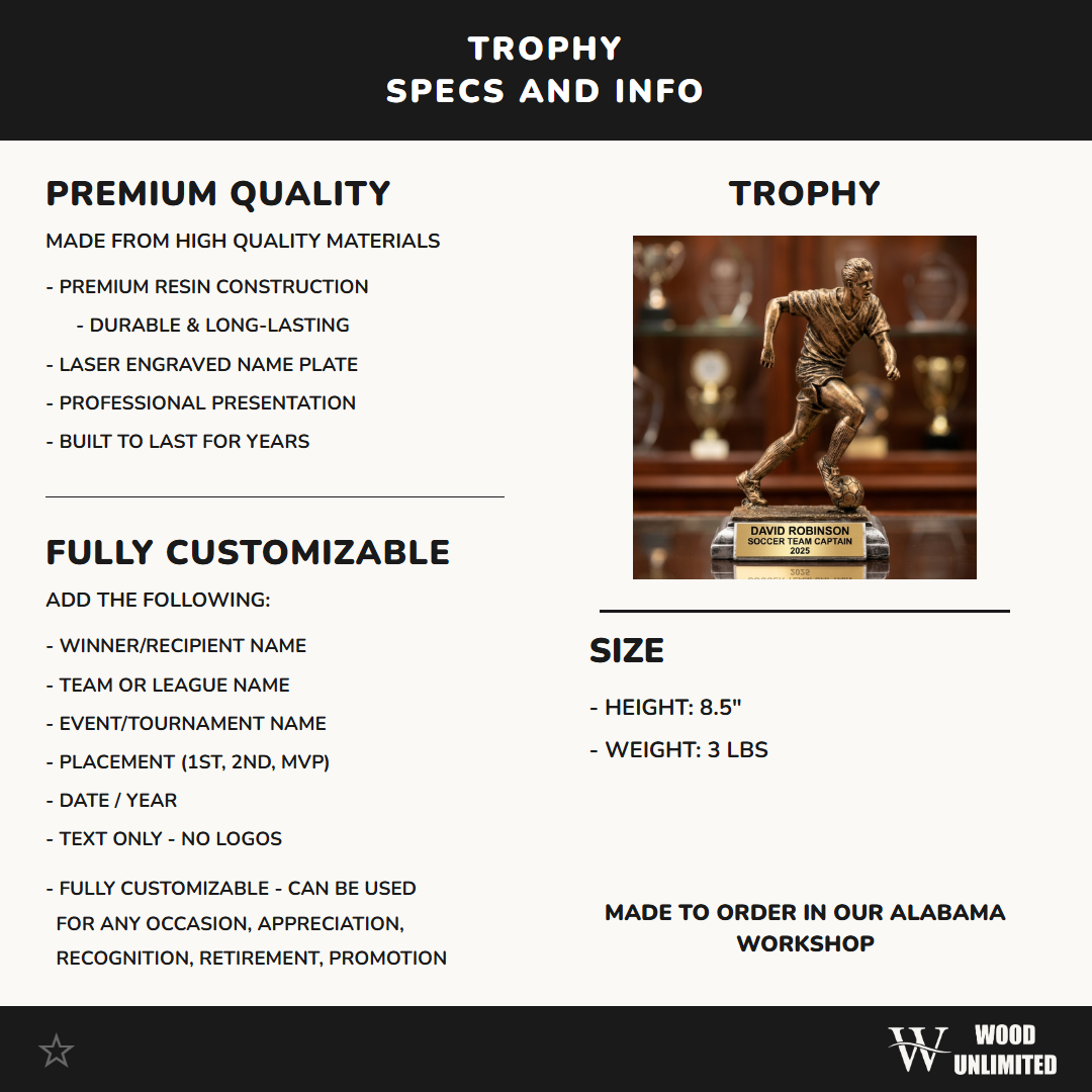 Personalized | Soccer Award | Custom Engraved | Soccer Trophy | Personalized Soccer Award | Engraved Trophy | Youth Soccer | Team Captain
