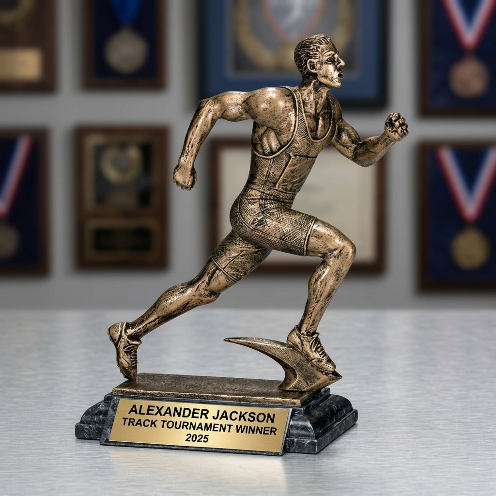 Personalized | Track & Field Award | Custom Engraved | Track Trophy | Running Award | Personalized Runner | Engraved Track | Athlete Gift - View 3