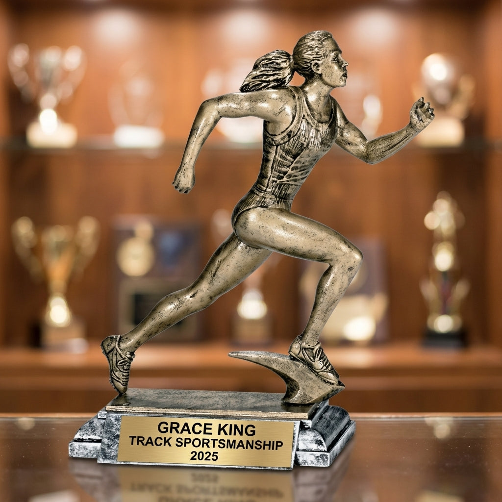 Personalized | Track & Field Award | Custom Engraved | Track Trophy | Running Award | Female Runner | Personalized Track | Engraved Award - View 1