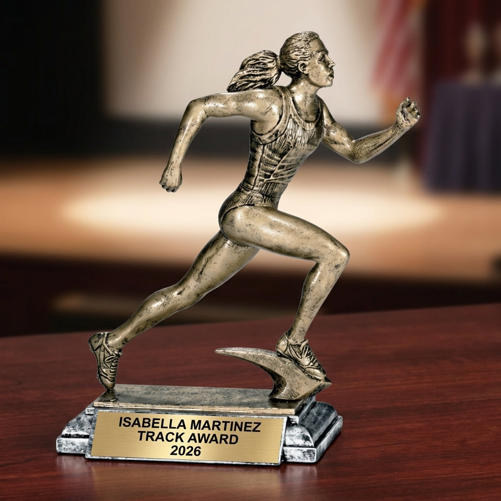 Personalized | Track & Field Award | Custom Engraved | Track Trophy | Running Award | Female Runner | Personalized Track | Engraved Award - View 2
