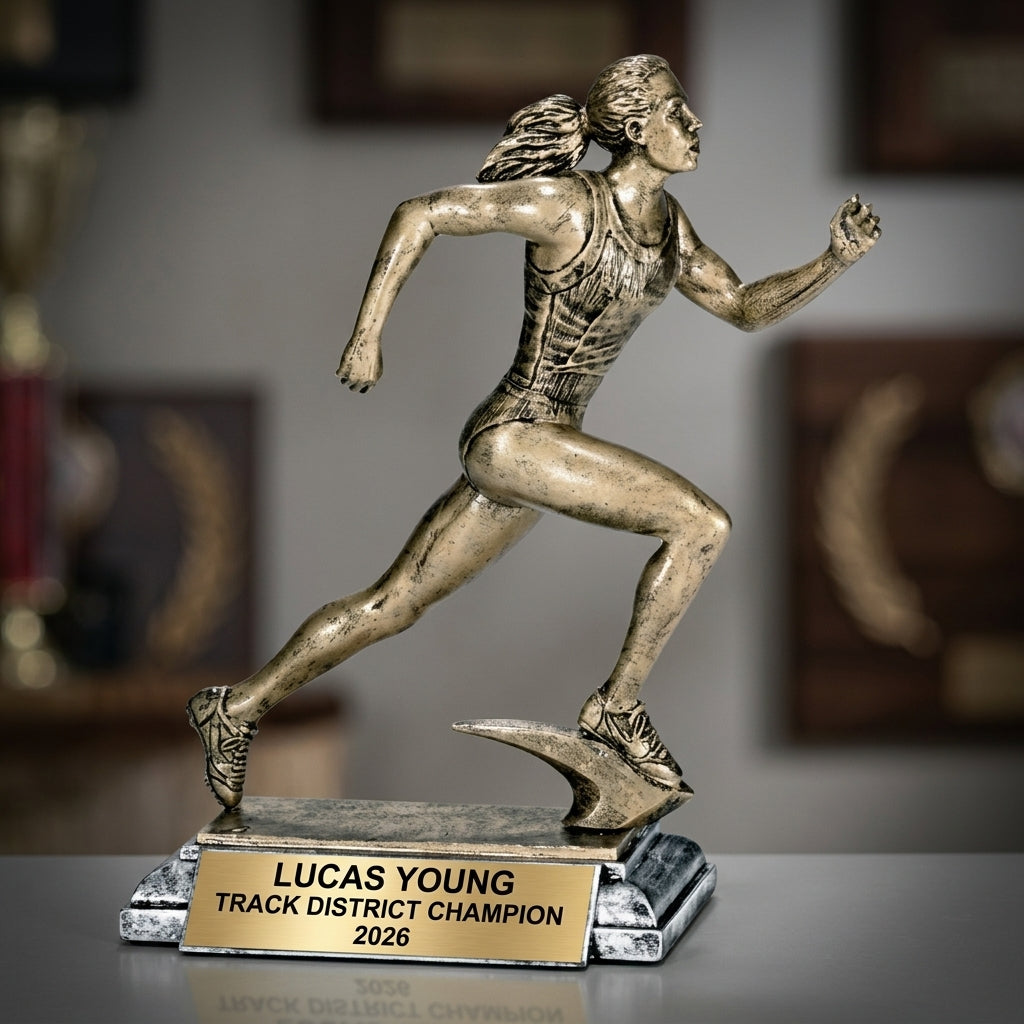 Personalized | Track & Field Award | Custom Engraved | Track Trophy | Running Award | Female Runner | Personalized Track | Engraved Award - View 3