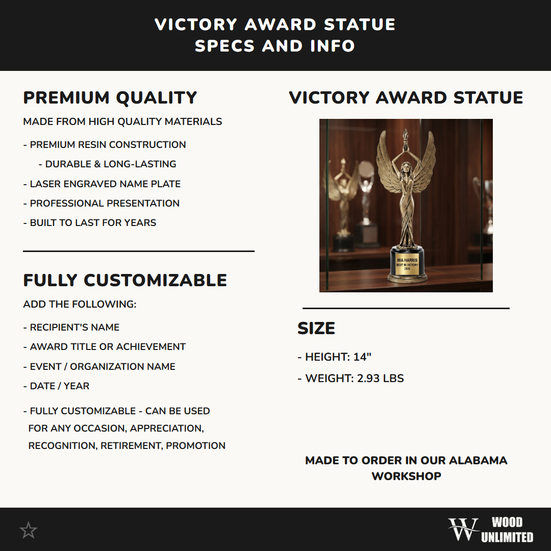 Personalized Victory Star Sports Achievement Trophy - Custom Laser Engraved Resin Award with Gold Plate