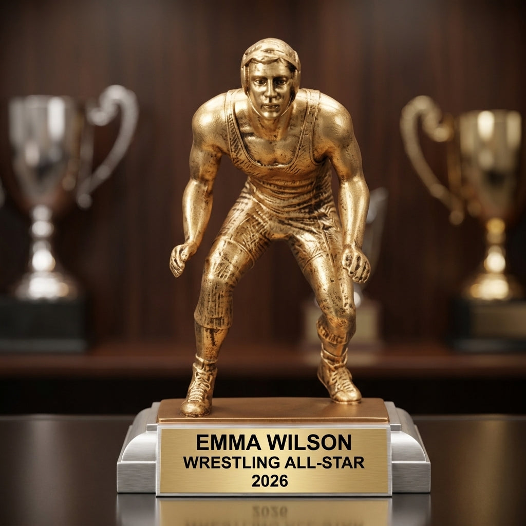 Personalized | Wrestling Award | Custom Engraved | Wrestling Trophy | Personalized Award | Engraved Gift | Wrestler Figure | Team Award - View 1