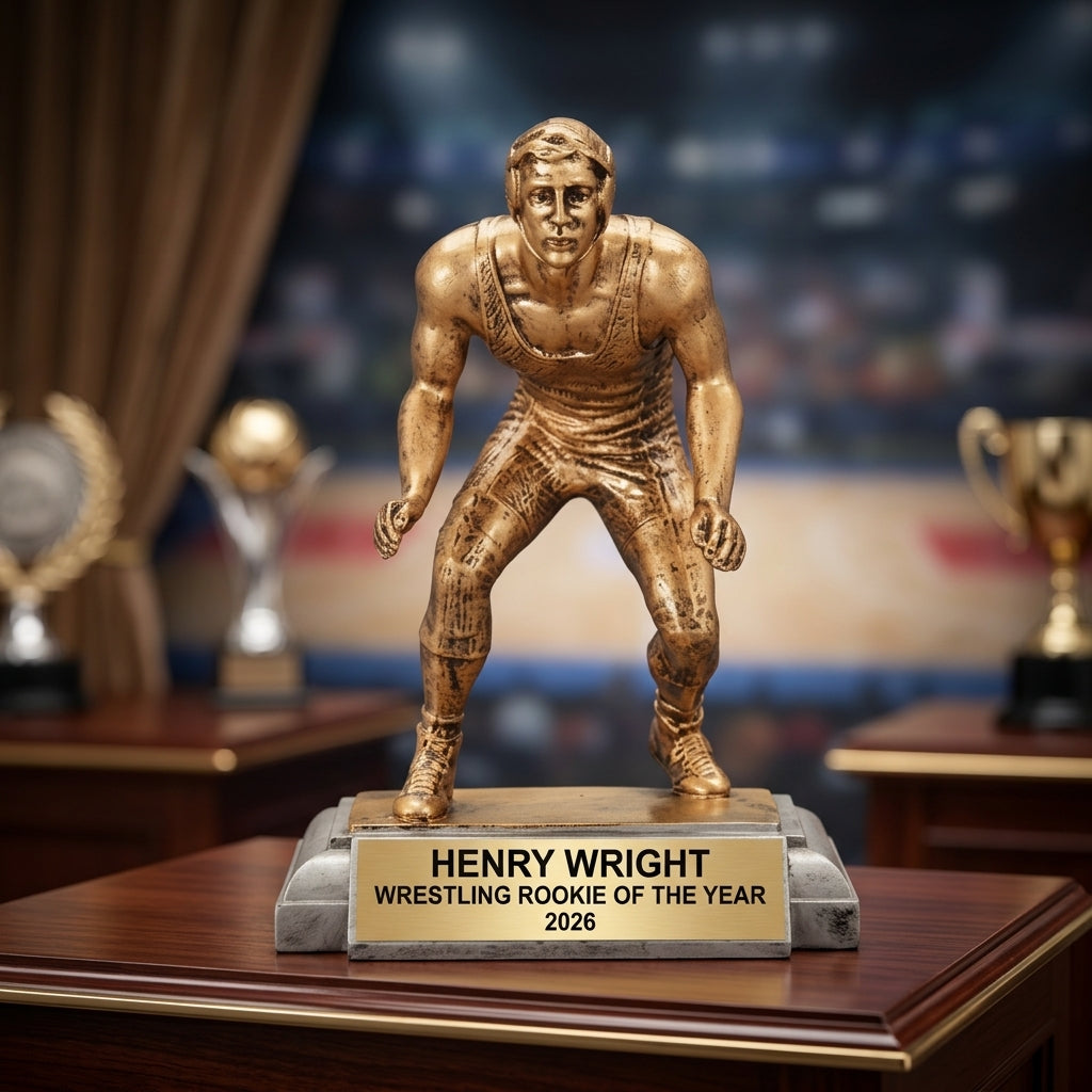 Personalized | Wrestling Award | Custom Engraved | Wrestling Trophy | Personalized Award | Engraved Gift | Wrestler Figure | Team Award - View 4