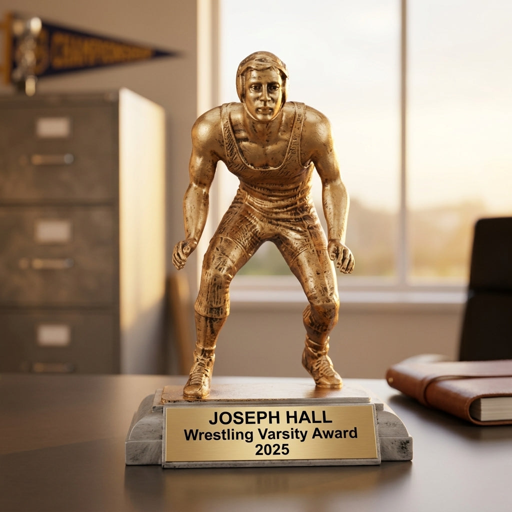 Personalized | Wrestling Award | Custom Engraved | Wrestling Trophy | Personalized Award | Engraved Gift | Wrestler Figure | Team Award - View 5