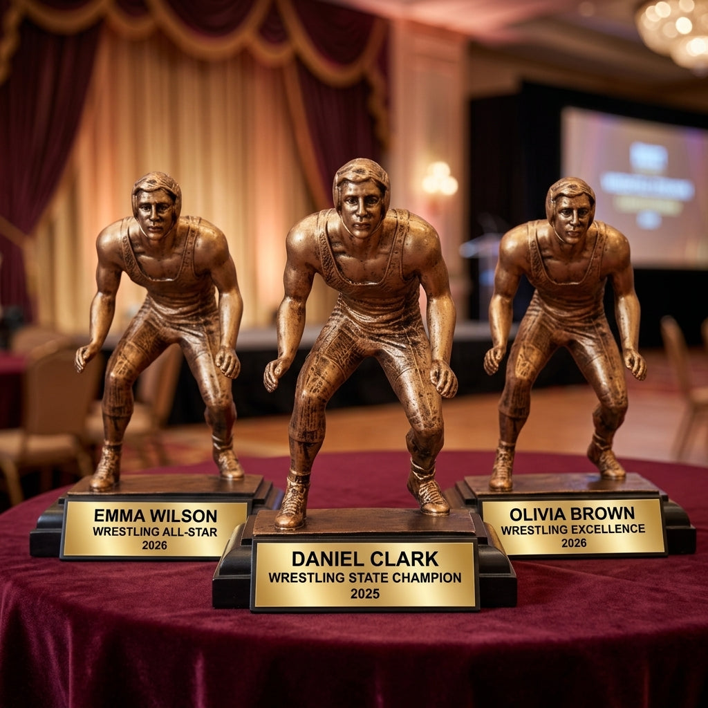Personalized | Wrestling Award | Custom Engraved | Wrestling Trophy | Personalized Award | Engraved Gift | Wrestler Figure | Team Award - View 6