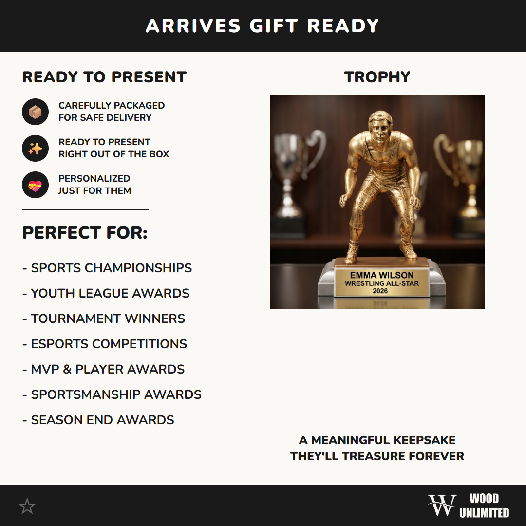 Personalized – 7 1/2" | Wrestling Award | Custom Engraved | Wrestling Trophy | Personalized Award | Engraved Gift | Wrestler Figure | Team Award