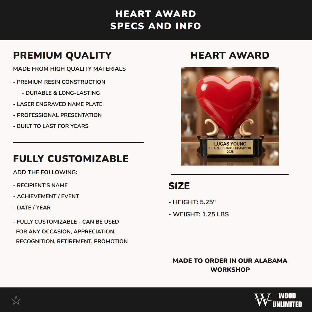 Personalized | Heart Award | Custom Engraved | Heart Trophy | Appreciation Award | Personalized Gift | Engraved Trophy | Custom Award