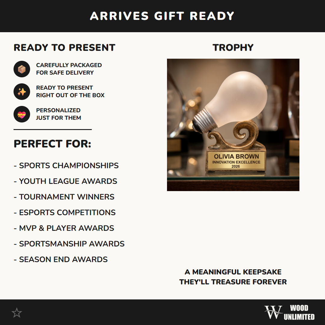 Personalized | Innovation Award | Custom Engraved | Light Bulb Trophy | Idea Trophy | Employee Recognition | Academic Award