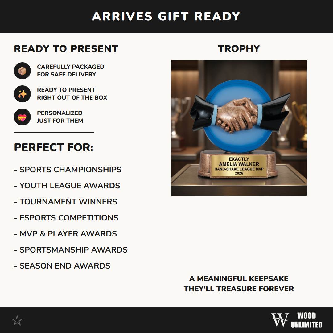 Personalized | Hand-Shake Award | Custom Engraved | Partnership | Business | Handshake | Corporate | Teamwork | Award | Trophy | Engraved