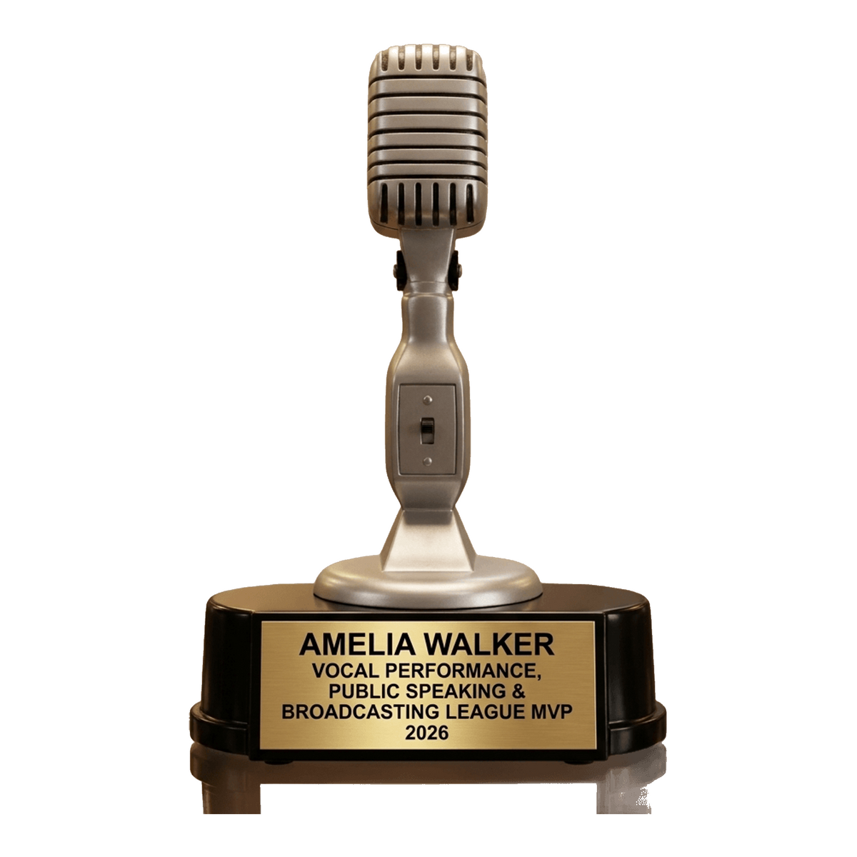 Personalized | Vocal Performance, Public Speaking & Broadcasting Award | Custom Engraved | Microphone | Trophy | Singing | Vocal