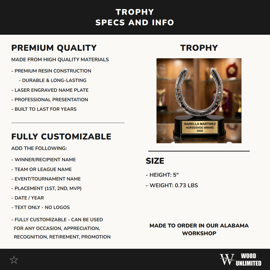 Horseshoe Trophy Award | Personalized | Custom Engraved | Champion | MVP | Ringer | Tournament | Gift