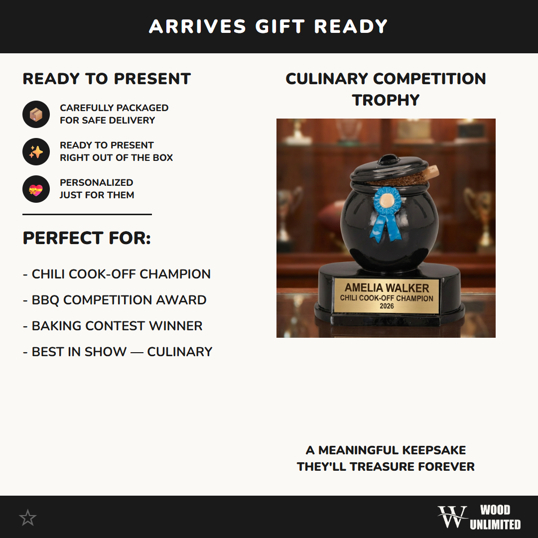 Personalized Culinary Trophy - Custom Laser Engraved Recognition Award