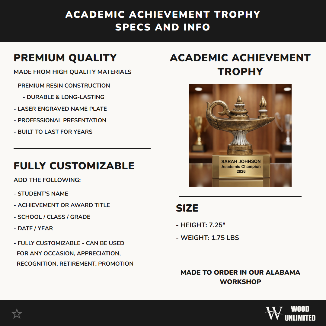 Personalized | Academic Award | Custom Engraved | Academic Trophy | Knowledge Award | Engraved Lamp | Student Recognition