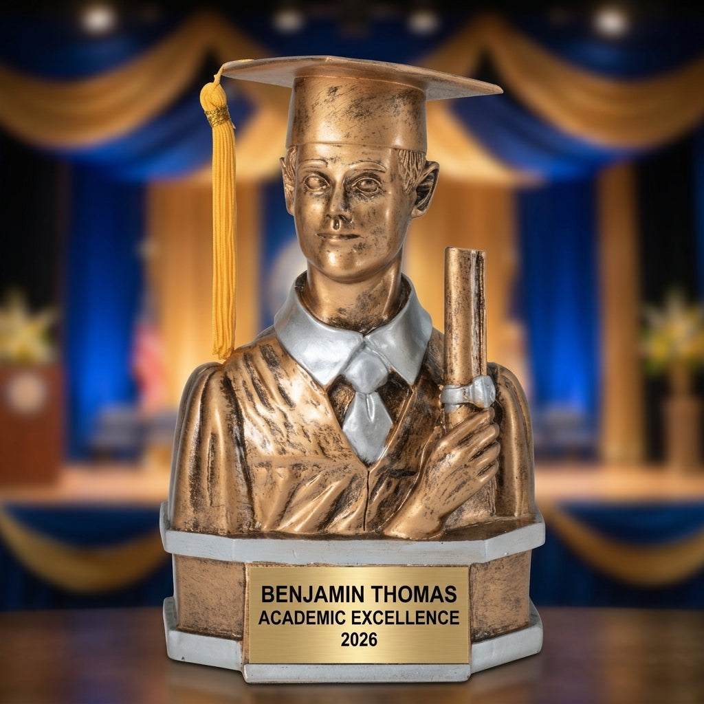 Graduation Award Trophy | Personalized | Custom Engraved | Male Graduate | Class of 2024/2025 | Gift for Graduate - View 1
