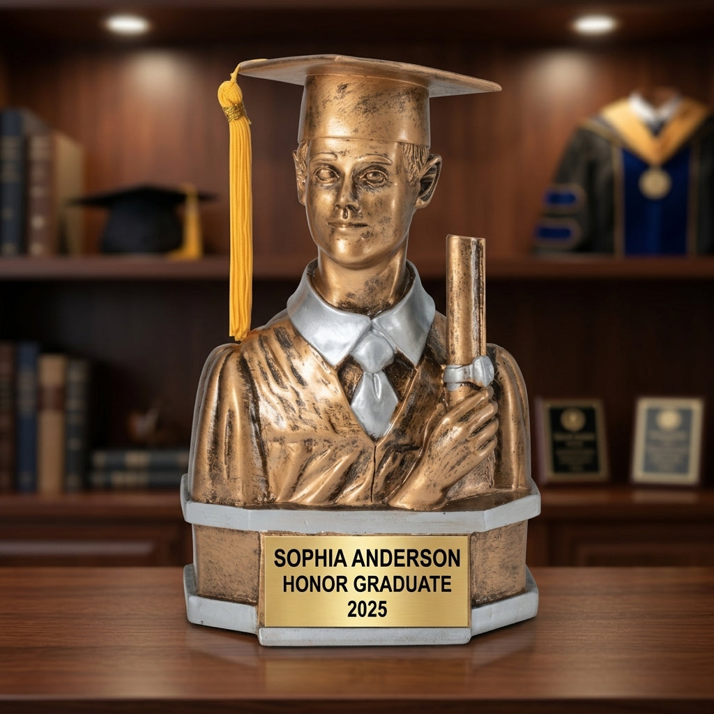 Graduation Award Trophy | Personalized | Custom Engraved | Male Graduate | Class of 2024/2025 | Gift for Graduate - View 2
