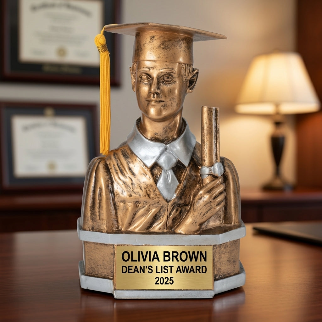Graduation Award Trophy | Personalized | Custom Engraved | Male Graduate | Class of 2024/2025 | Gift for Graduate - View 3