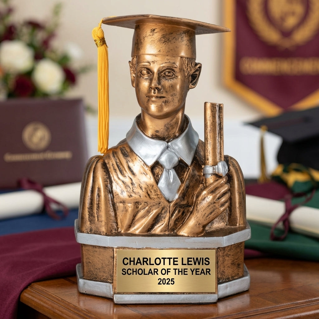 Graduation Award Trophy | Personalized | Custom Engraved | Male Graduate | Class of 2024/2025 | Gift for Graduate - View 4