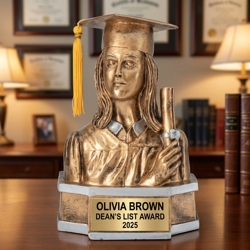 Graduation Award Trophy | Personalized Gift | Custom Engraved | Female Graduate | Valedictorian Gift | Class of 2025 - View 3