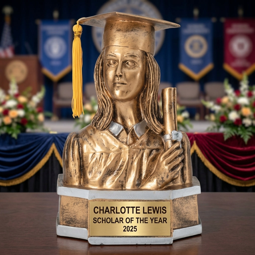 Graduation Award Trophy | Personalized Gift | Custom Engraved | Female Graduate | Valedictorian Gift | Class of 2025 - View 4
