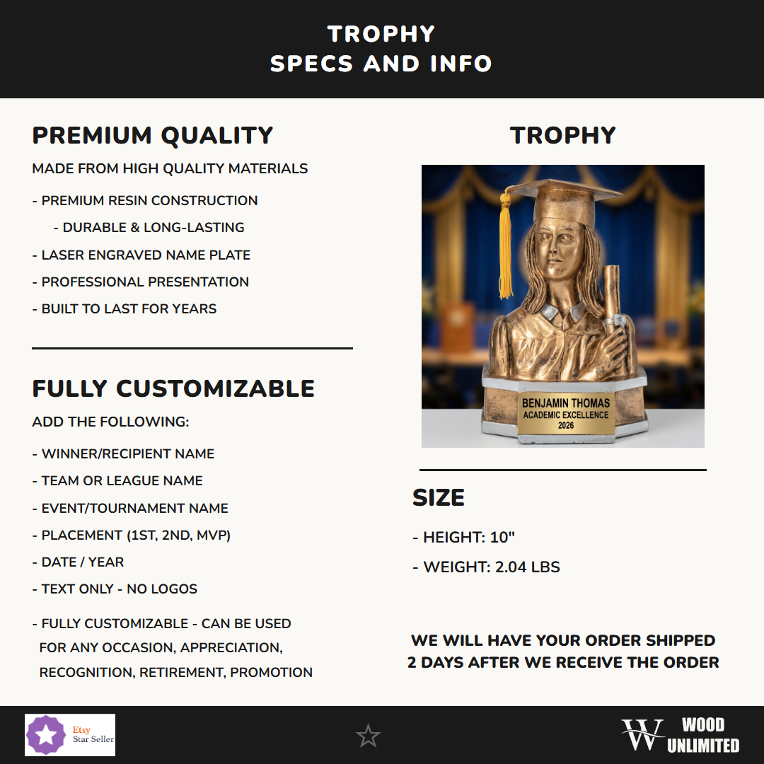 Graduation Resin Figure Trophy 10"