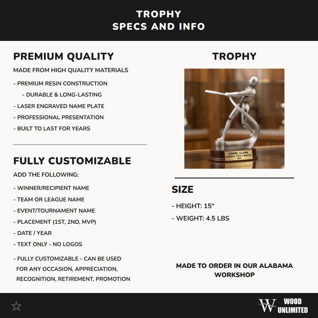 Personalized | Baseball Award | Custom Engraved | Baseball Trophy | Personalized Award | MVP Hitter | Team Champion | Coach Gift
