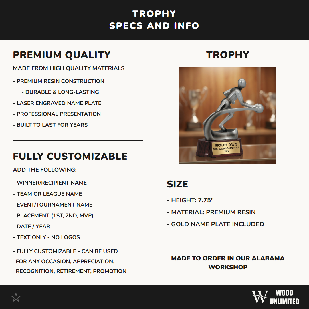 Basketball Award Trophy | Personalized | Custom Engraved | Basketball Trophy | Team Award | End of Season | Player Gift