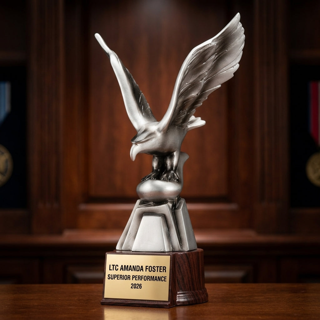 Military Trophy Award | Personalized | Custom Engraved | Retirement Gift | Service Award | Patriotic | Wood Unlimited - View 4