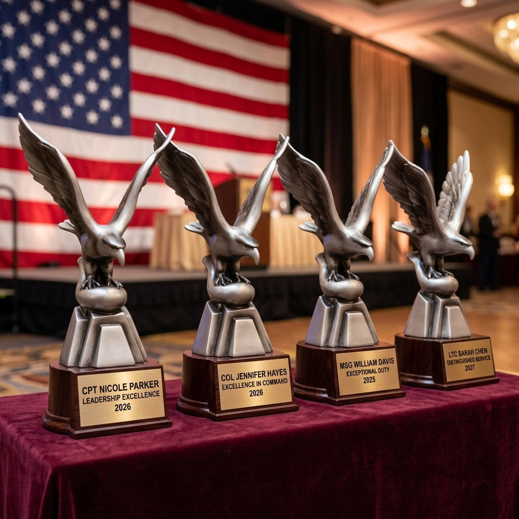 Military Trophy Award | Personalized | Custom Engraved | Retirement Gift | Service Award | Patriotic | Wood Unlimited - View 6