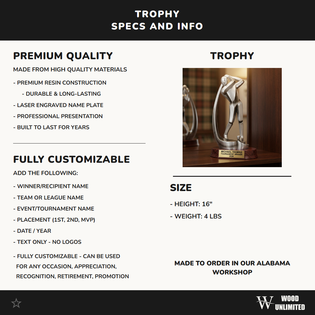 Personalized | Golf Award | Custom Engraved | Golf Trophy | Personalized Golf Award | Engraved Trophy | Tournament Winner | Custom Golf