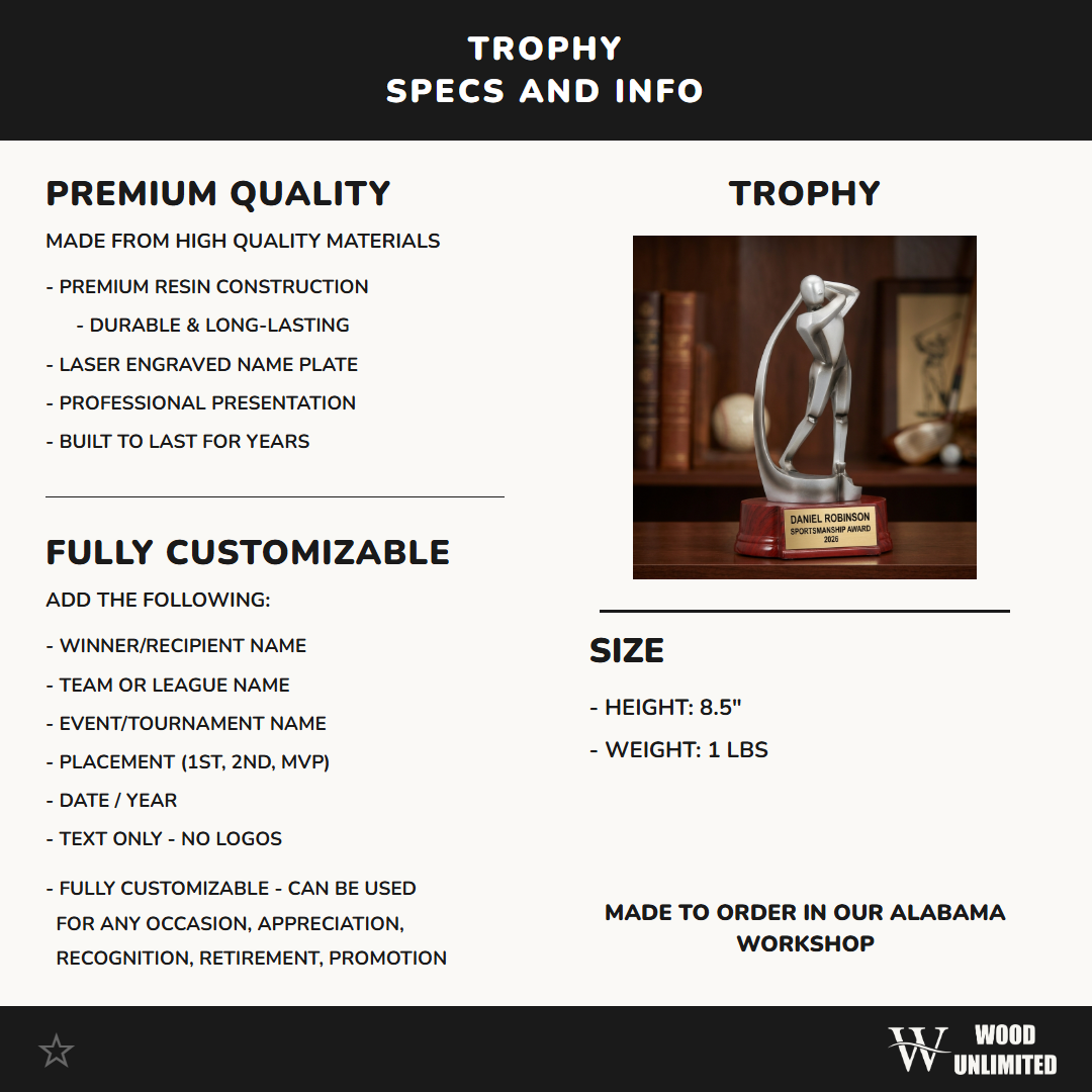 Personalized | Golf Award | Custom Engraved | Golf Trophy | Personalized Award | Engraved Golfer | Custom Tournament | League Gift